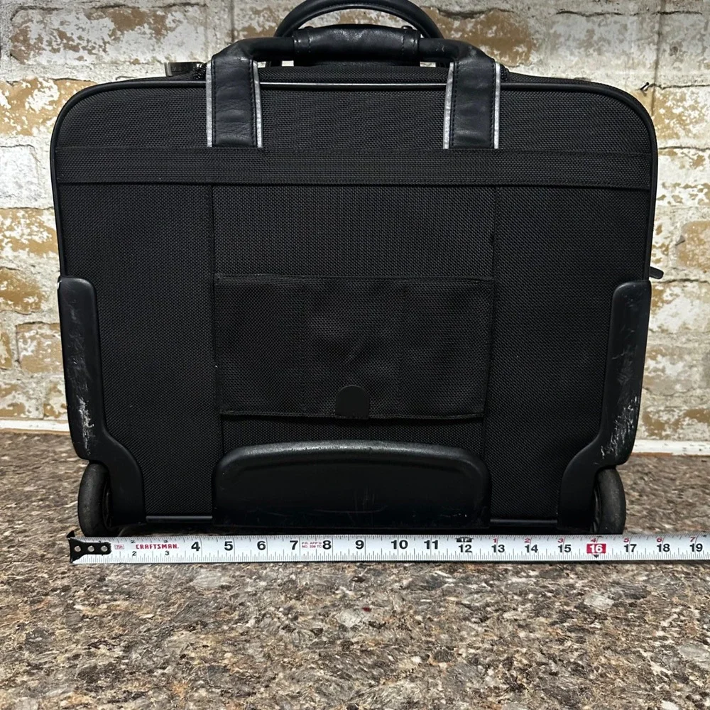 Tumi Rolling Briefcase Mens OS Black Good Ballistic Nylon Leather Travel Bag
